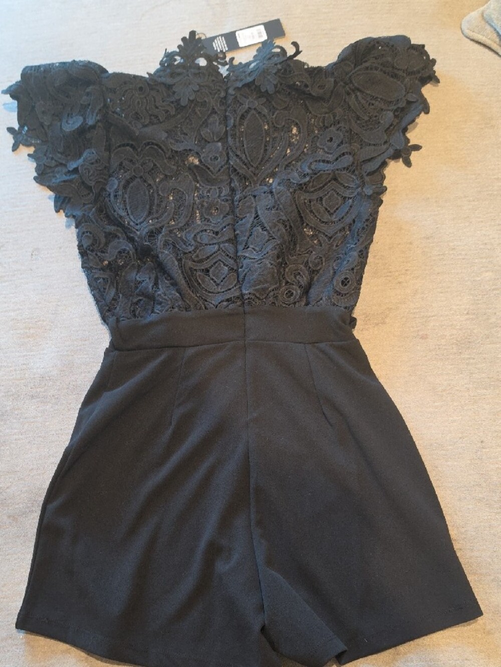 Fashion Nova Black Lace Overlay Romper - Picture 2 of 3